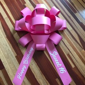 Magnetic Sweet 16 Birthday Car Bow Pink